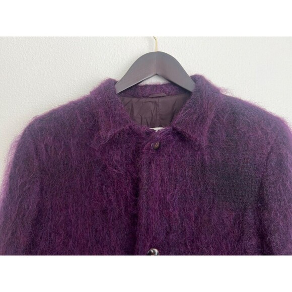 Jil Sander Purple Mohair Wool Blend Long Coat Button Front Size DE 38/ US 8 - Picture 2 of 10